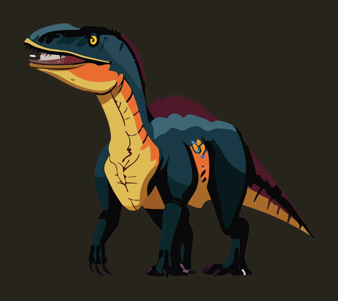 Dinosaur Black Silhouette Side Profile standing claws plain contrast preview thumbnail