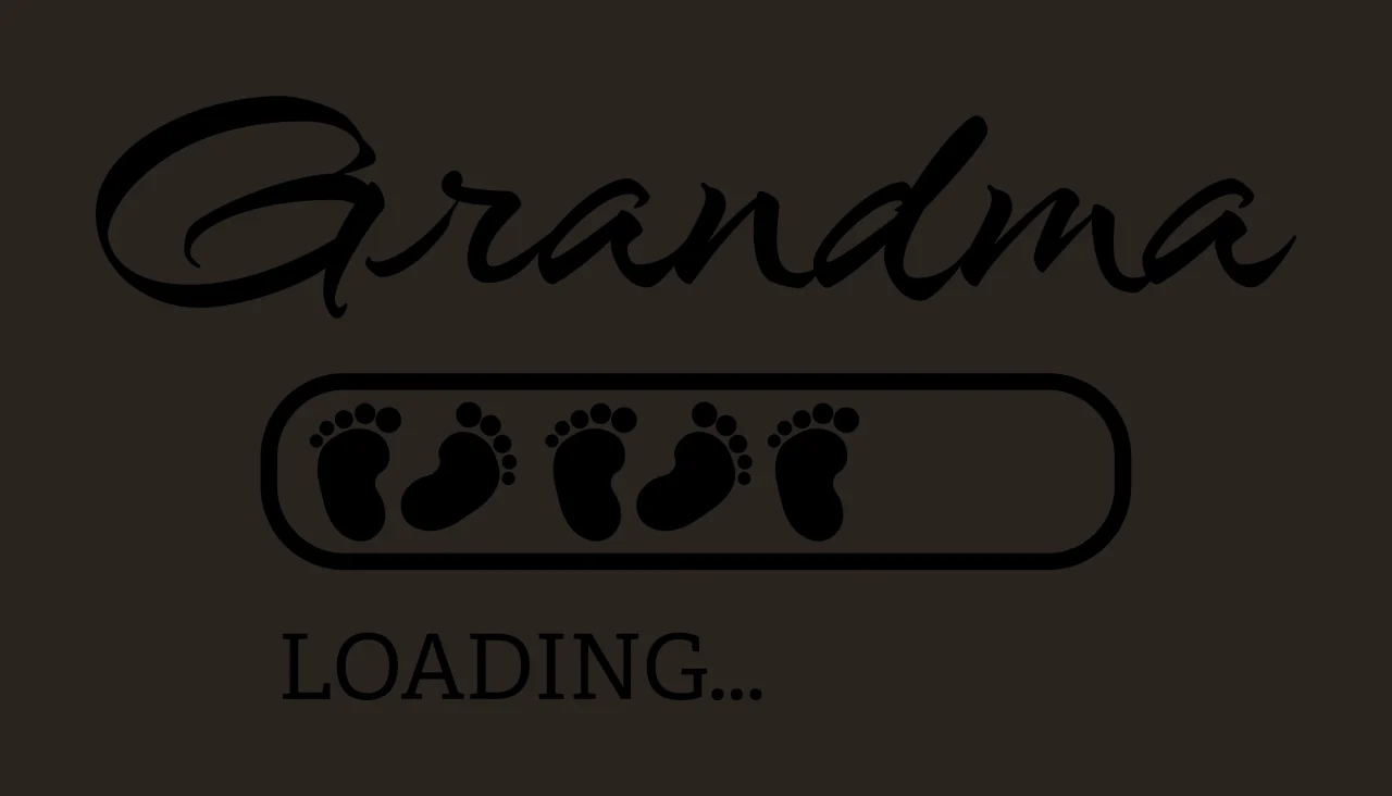 Grandma Loading Text With Solid Progress Bar black white monochrome contrast preview thumbnail