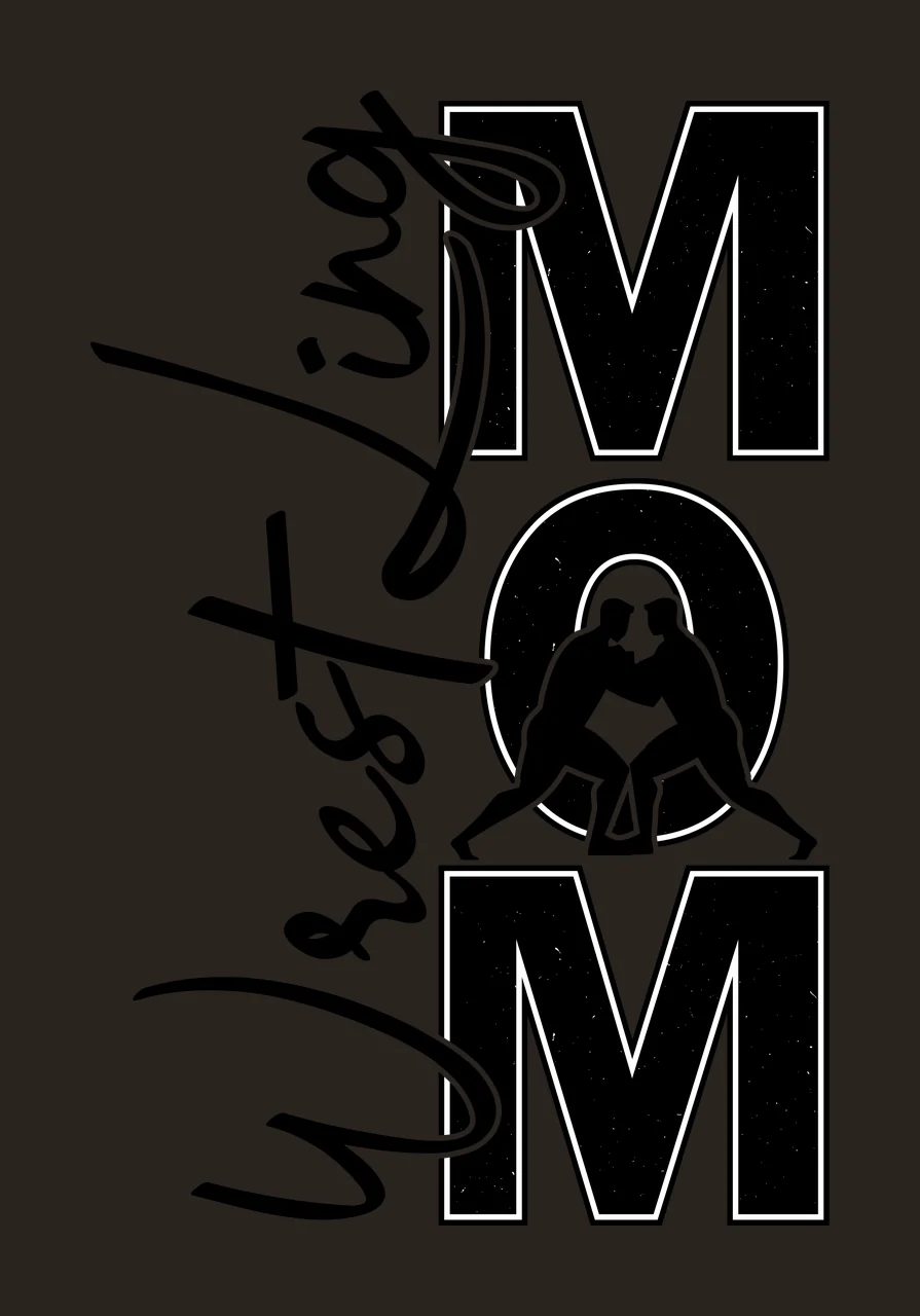Wrestling Mom Text With Silhouette Figures lettering grappling contrast preview thumbnail
