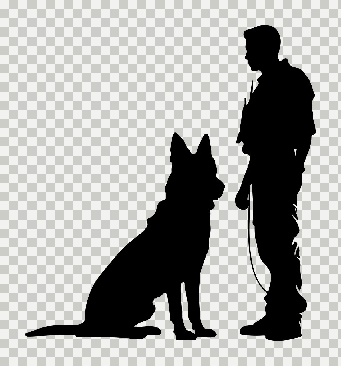 Dog Silhouette Of A Person Standing With Sitting and leash transparency and detail preview thumbnail