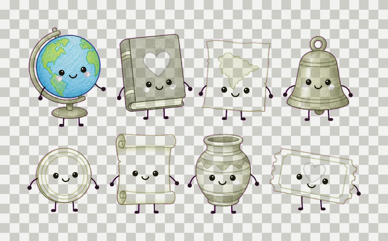 Social Studies Teacher Globe Map History Book Variation B transparency and detail preview thumbnail