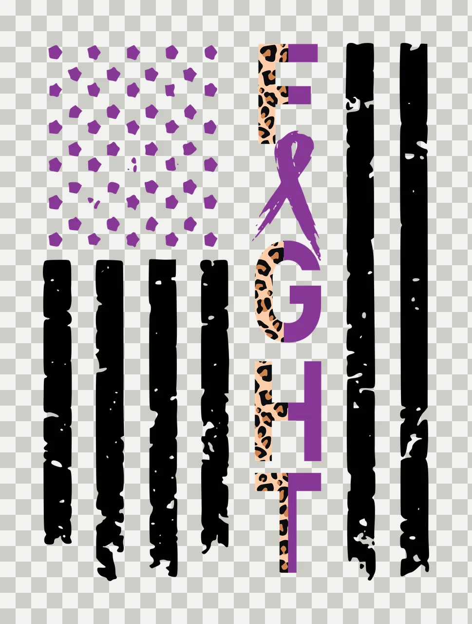 Fight Typography With Ribbon And Stripes stars distressed black transparency and detail preview thumbnail