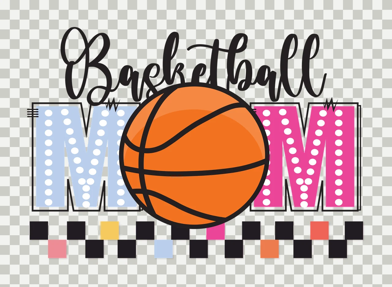 Mom Basketball Graphic With Checkered Border pattern typography transparency and detail preview thumbnail
