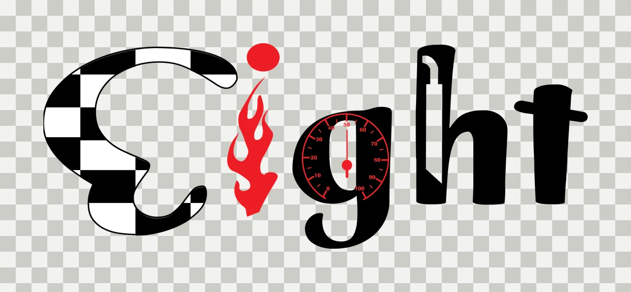 Eight Black Text With Flame Gauge And Blade display white plain transparency and detail preview thumbnail