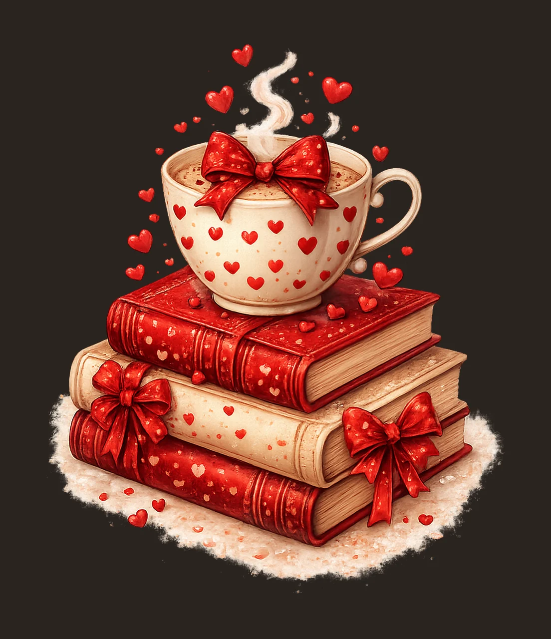 Valentine Coffee Books Artwork Romantic Book Lover Cozy contrast preview thumbnail