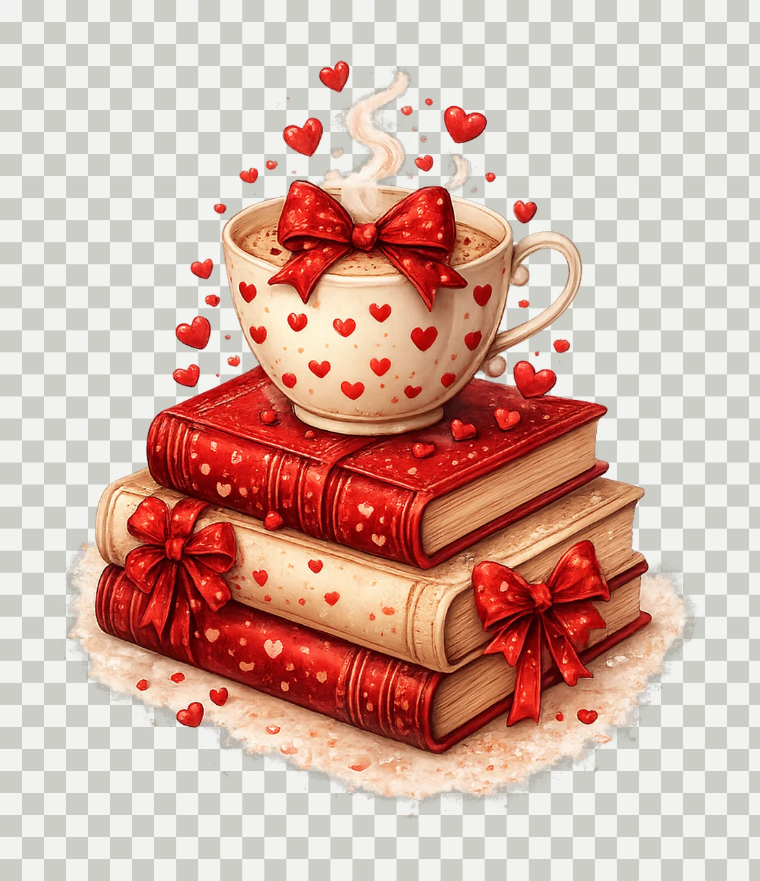 Valentine Coffee Books Artwork Romantic Book Lover Cozy transparency and detail preview thumbnail