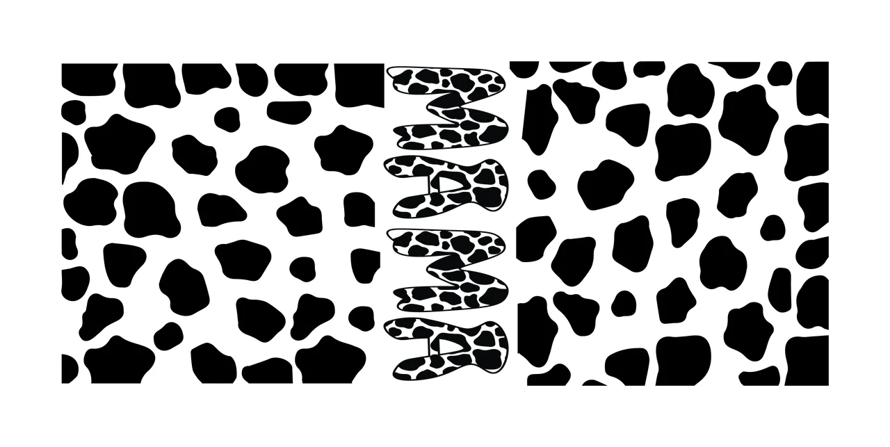 Can Glass Wrap Mama Cow Pattern Typographic Design lettering