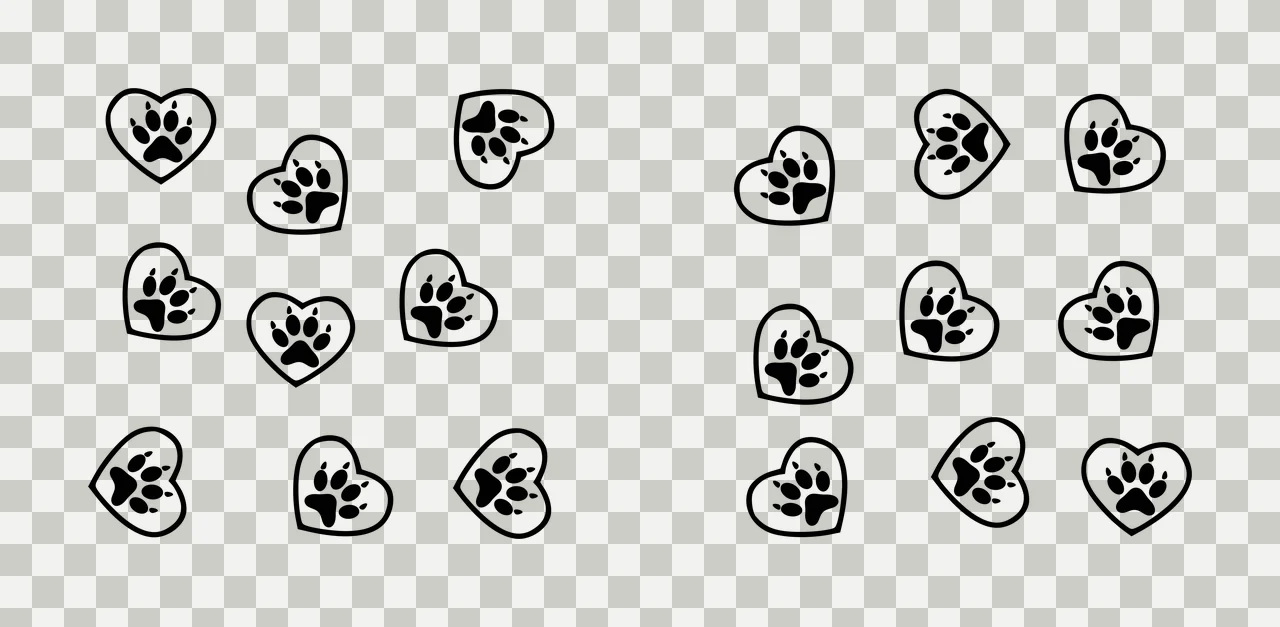 Paw Can Glass Wrap Heart Shaped Animal Prints outlines simple transparency and detail preview thumbnail