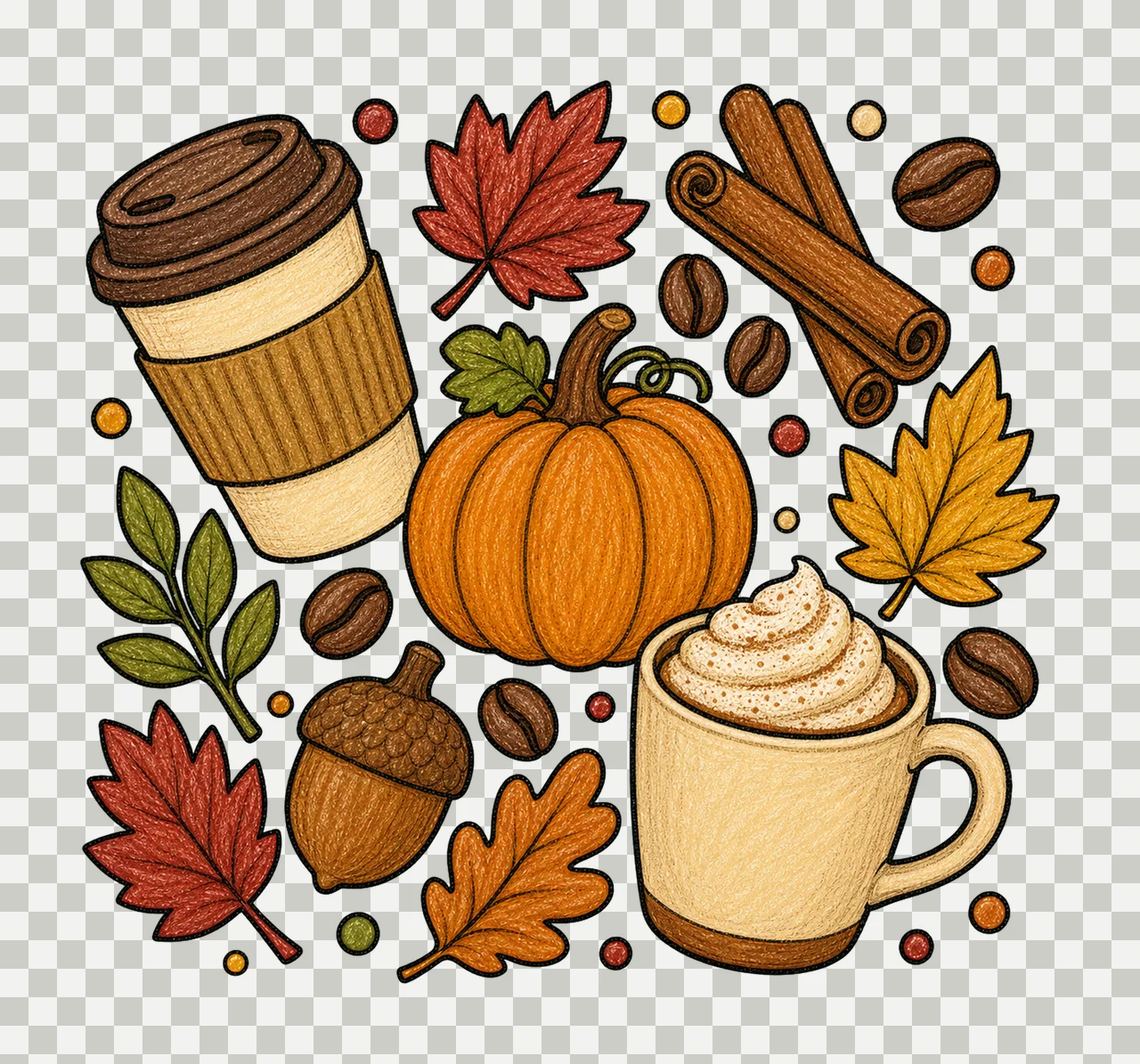 pumpkin spice coffee 04 cozy crayon sublimation instant transparency and detail preview thumbnail