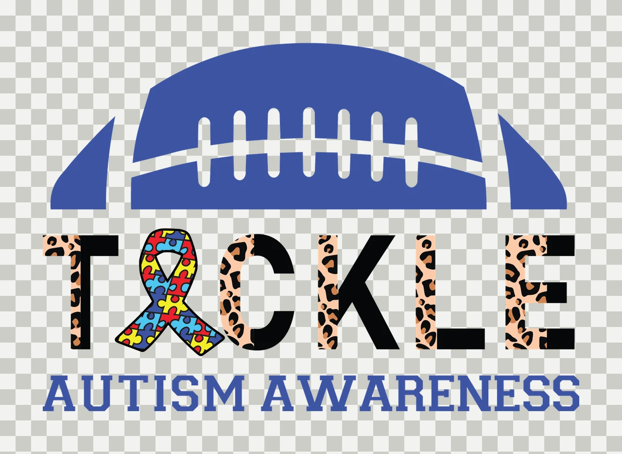 Tackle Autism Awareness Football Graphic typography and display transparency and detail preview thumbnail