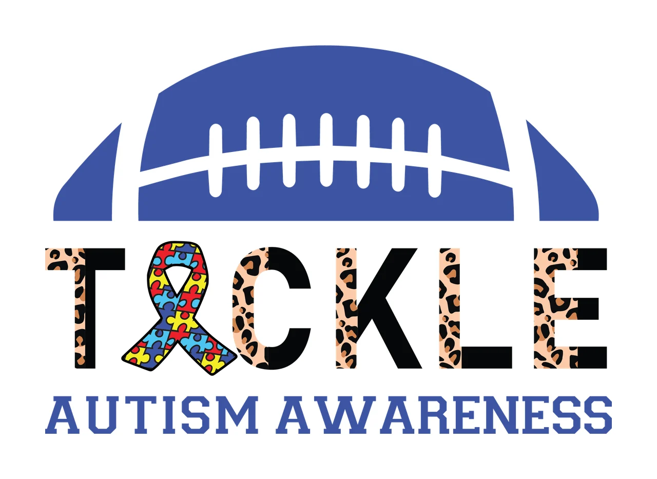 Tackle Autism Awareness Football Graphic typography and display