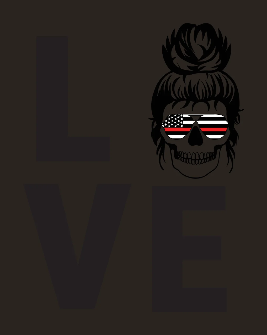Love Text With Skull Illustration sunglasses hair bun black contrast preview thumbnail