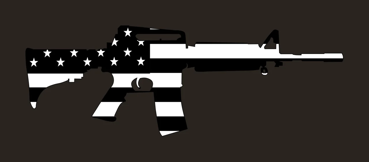 Rifle With Stars And Stripes Pattern silhouette black firearm contrast preview thumbnail