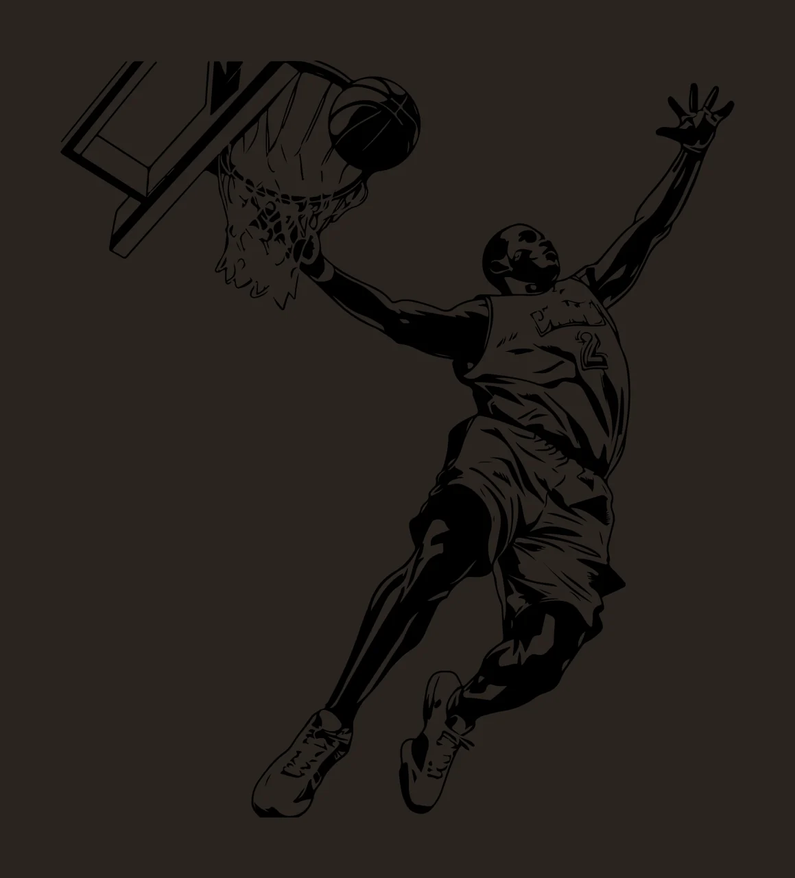 Player 2 Basketball Jumping For Dunk Shot hoop net backboard contrast preview thumbnail