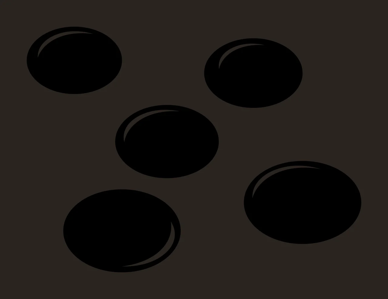 Five Black Circular Shapes With Highlights Arranged circles contrast preview thumbnail