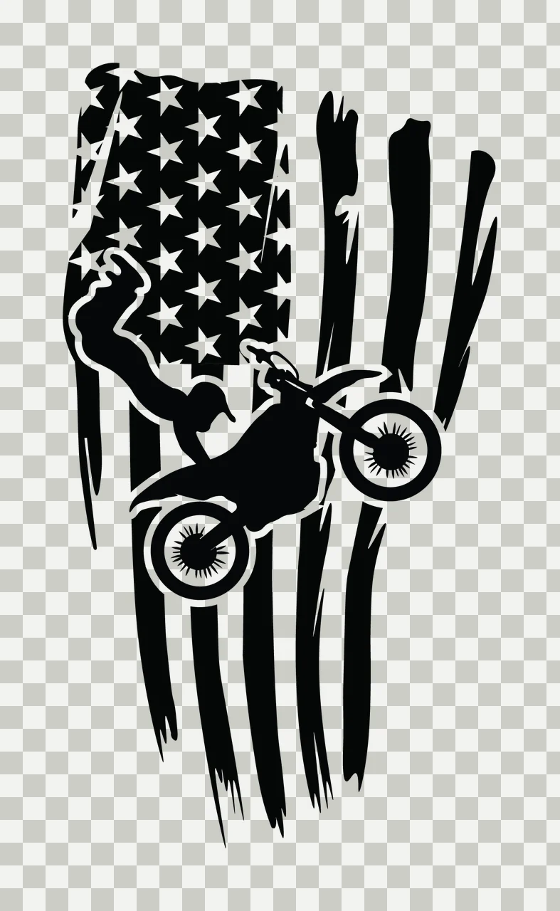 Motocross Rider Jumping American Flag Graphic motorcycle stars transparency and detail preview thumbnail