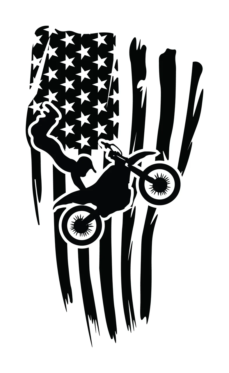 Motocross Rider Jumping American Flag Graphic motorcycle stars