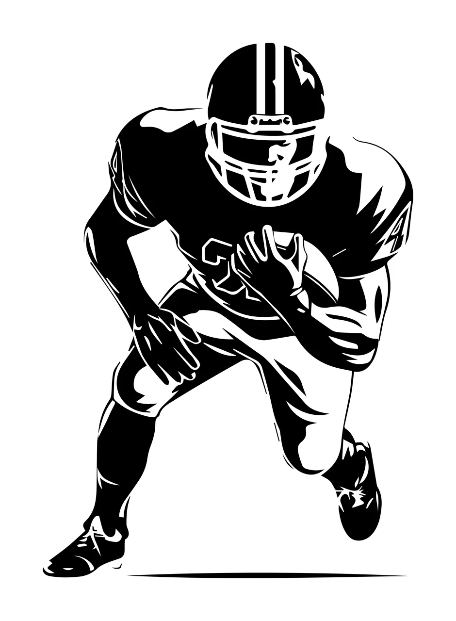 Football Player Crouching Forward Silhouette helmet jersey