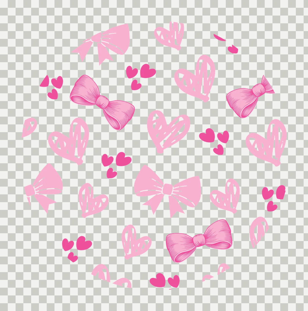 Bow Keychain Black Circle Hearts And Bows Pattern line art transparency and detail preview thumbnail