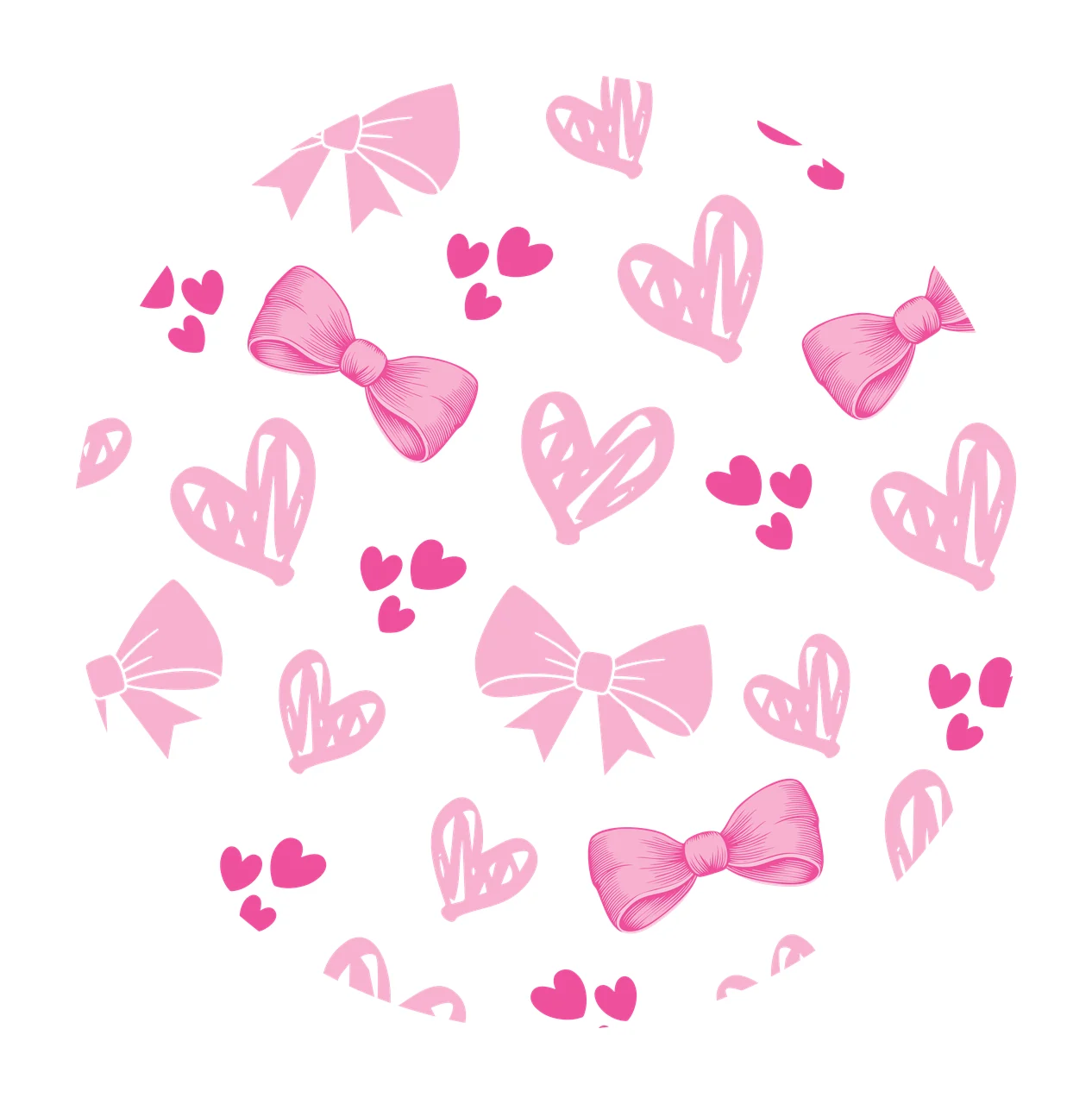 Bow Keychain Black Circle Hearts And Bows Pattern line art
