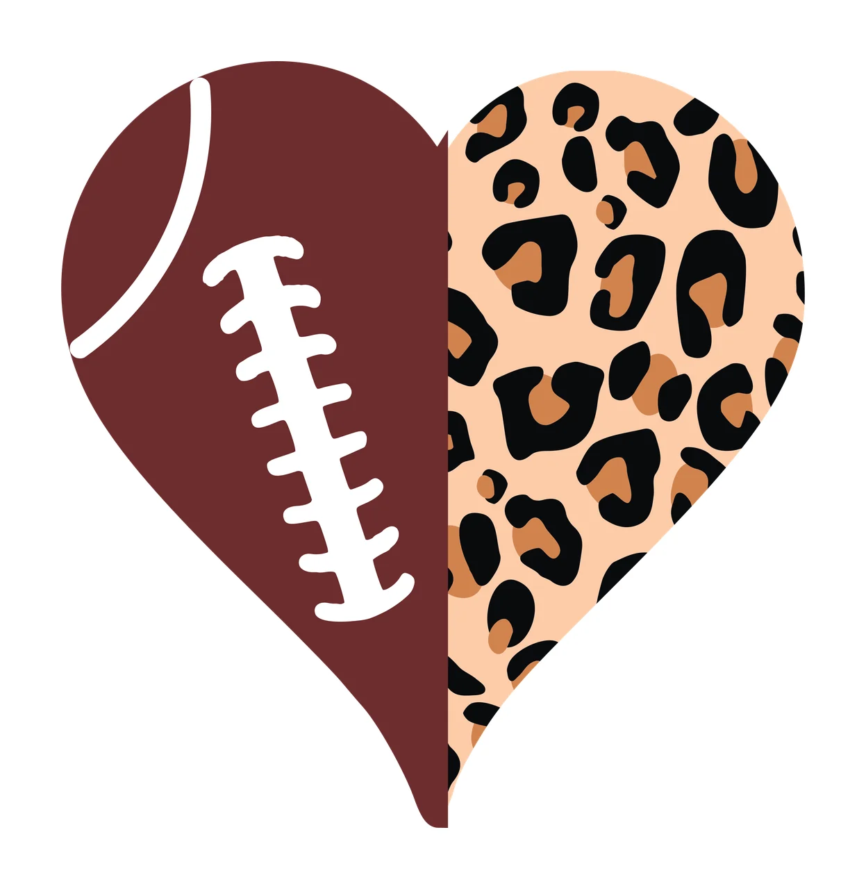 Heart Leopard Shape Split Between Solid Black print white plain