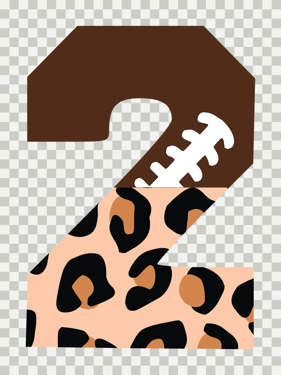 Football Font Half Leopard Character 20 american gridiron touchdown transparency and detail preview thumbnail