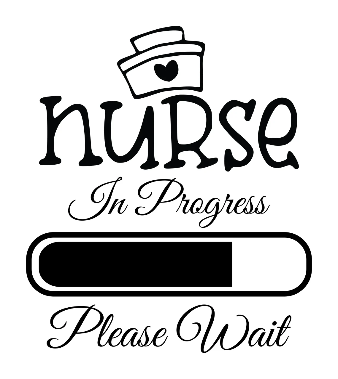 Nurse In Progress Text With Cap Icon loading bar black white