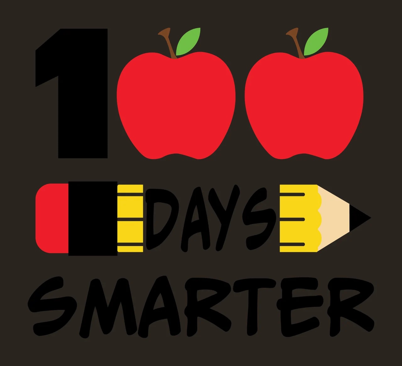 100 Days Smarter With Pencil apple silhouette black number contrast preview thumbnail