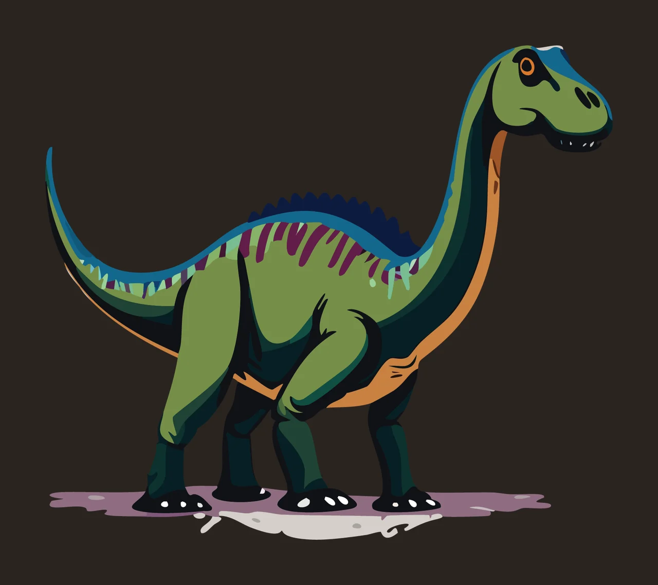 Dinosaur Black Silhouette Facing Right Profile standing white contrast preview thumbnail