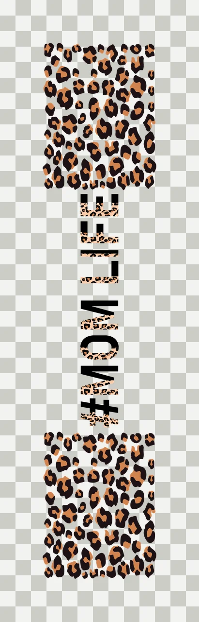 #MOM LIFE Typography Design with leopard print pattern, MOM LIFE text, black letters and tan and black patterned letters in brown transparency and detail preview thumbnail