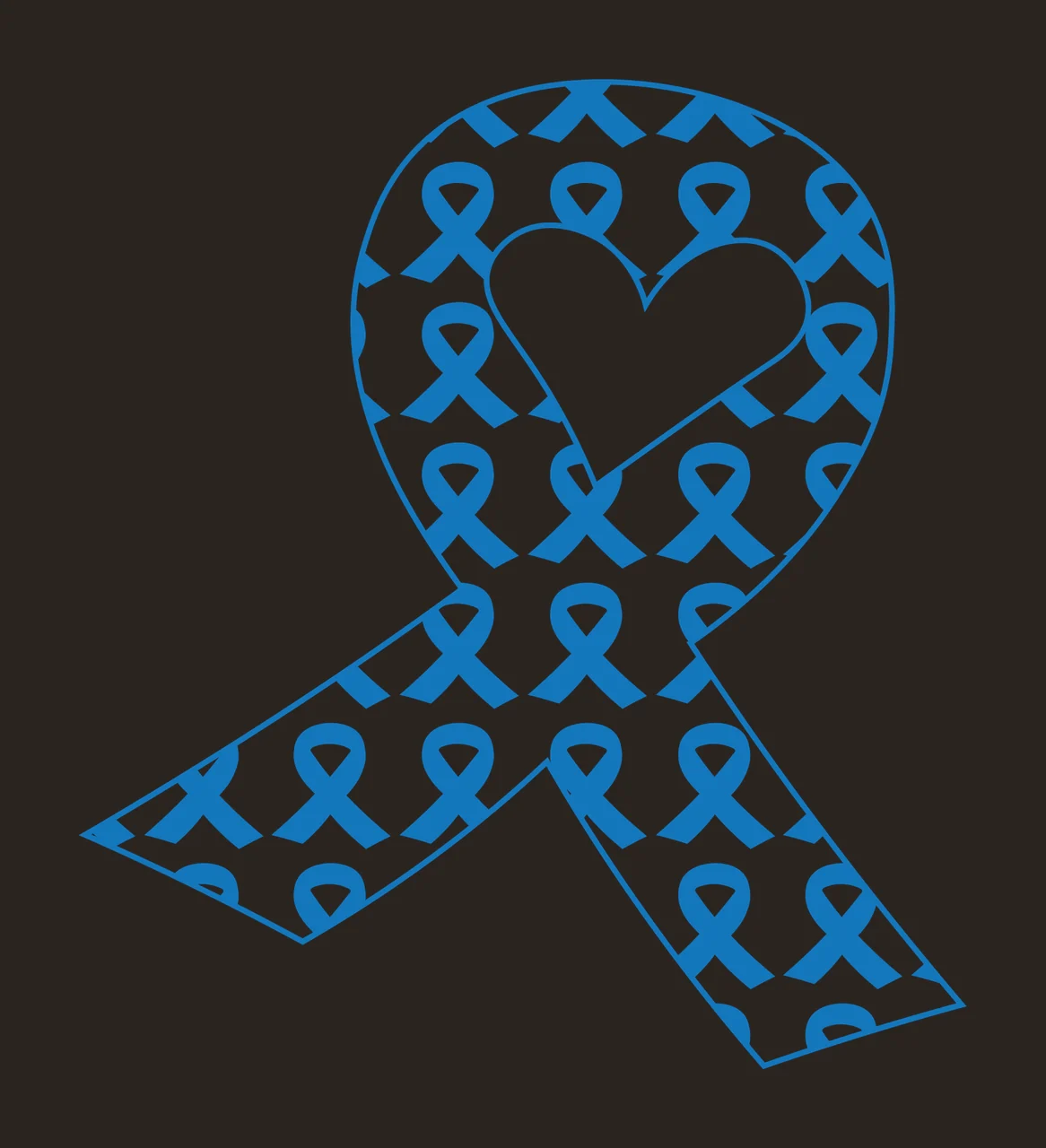 Ribbon Heart Shaped Cutout Awareness patterned outline black contrast preview thumbnail