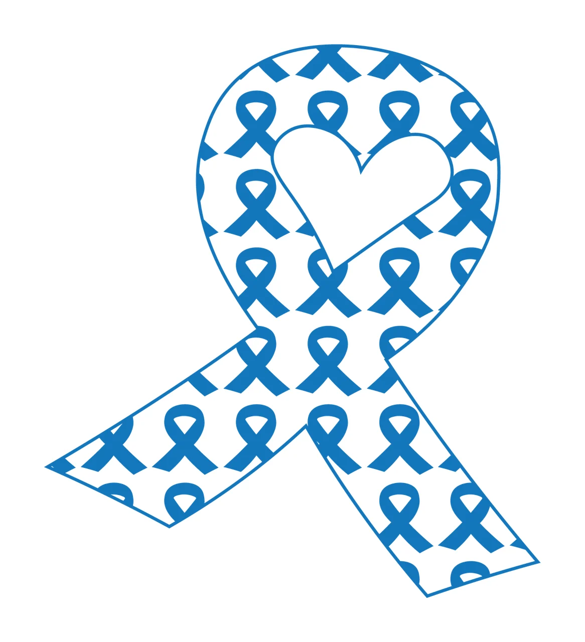 Ribbon Heart Shaped Cutout Awareness patterned outline black
