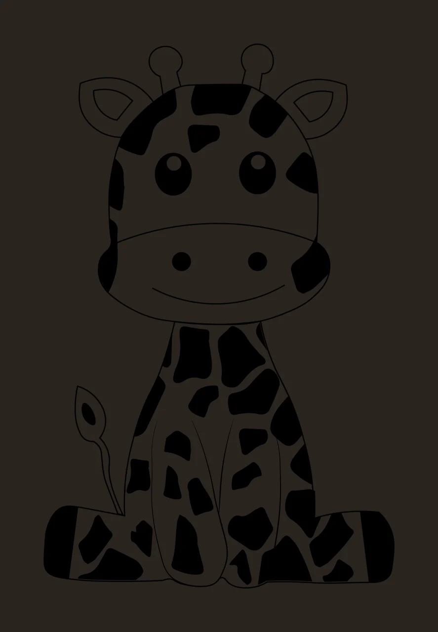 Animal Cute Spotted Giraffe Sitting Down spots tail cartoon contrast preview thumbnail