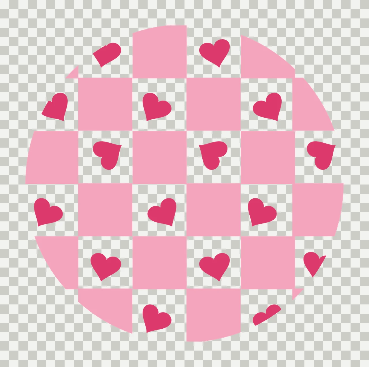 Keychain Circle Emblem With Outline Heart Pattern hearts grid transparency and detail preview thumbnail