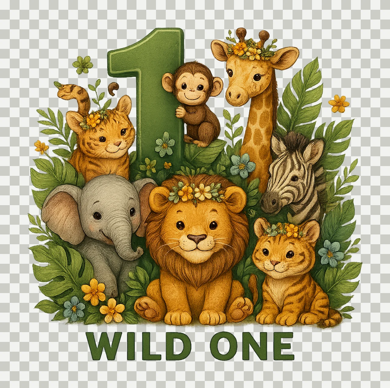 Wild One Birthday Collection Wild One 1st Birthday Safari transparency and detail preview thumbnail