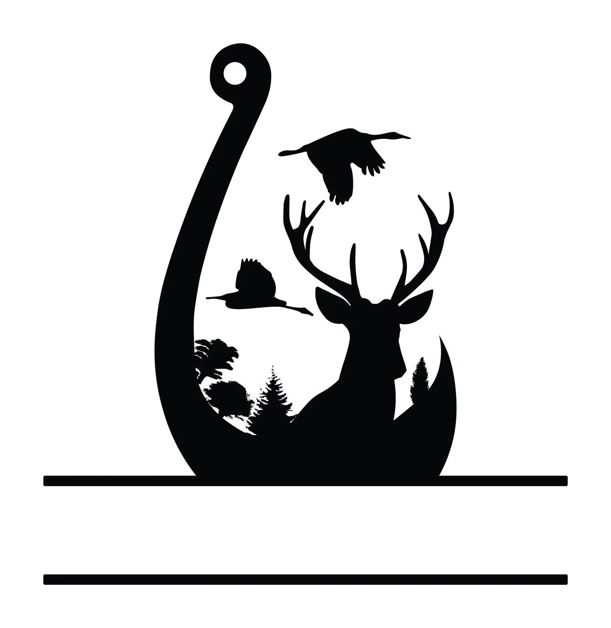 Deer Monogram Hunting Fishing Character 09 hunter buck antlers