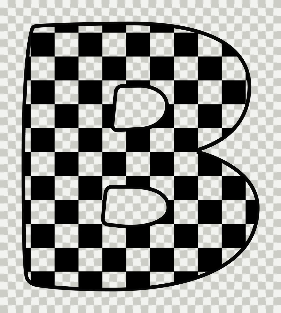 Can Glass Wrap B Letter Checkerboard Monochrome Graphic transparency and detail preview thumbnail