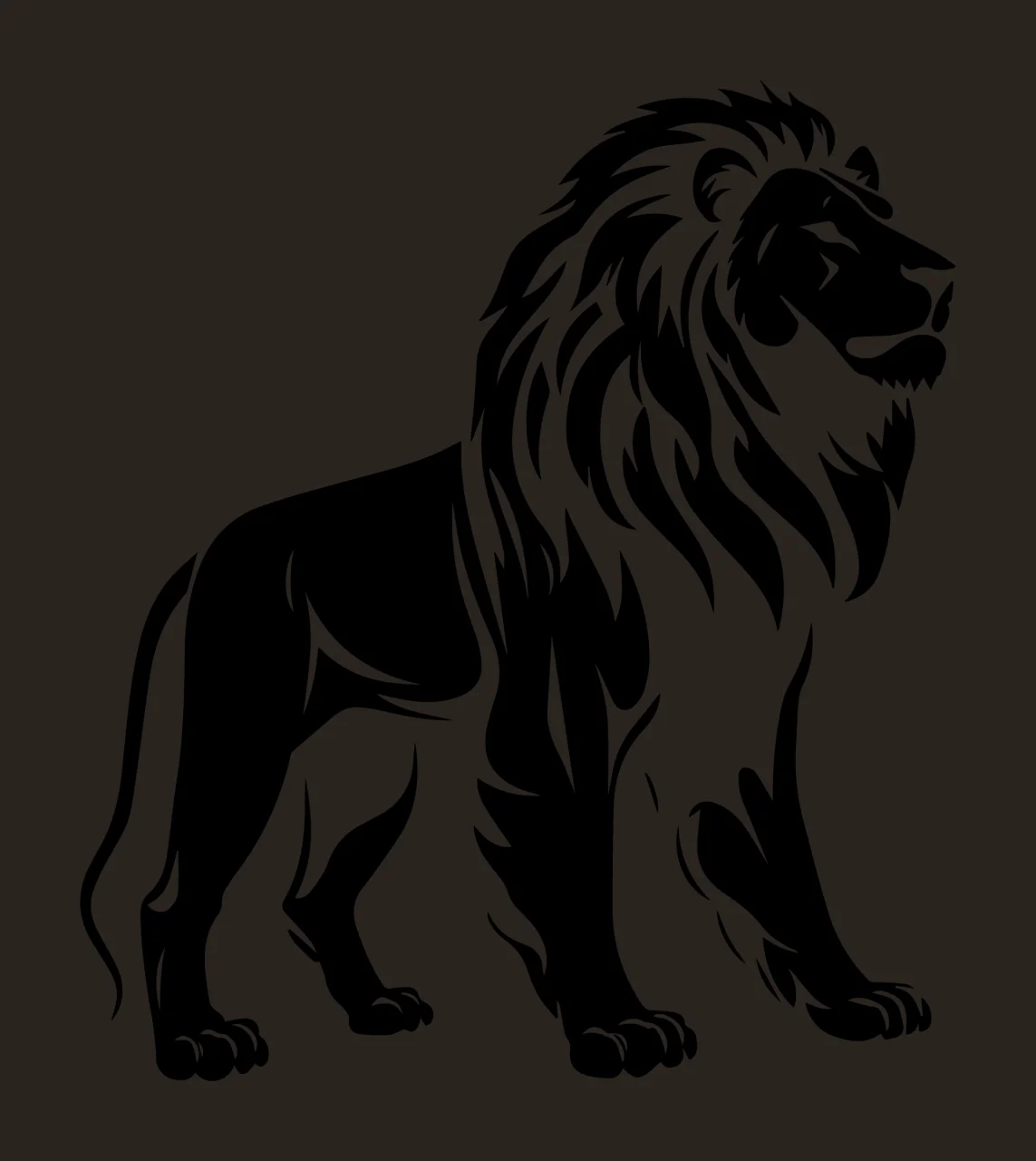 Lion Standing Side Profile Silhouette black white plain animal contrast preview thumbnail