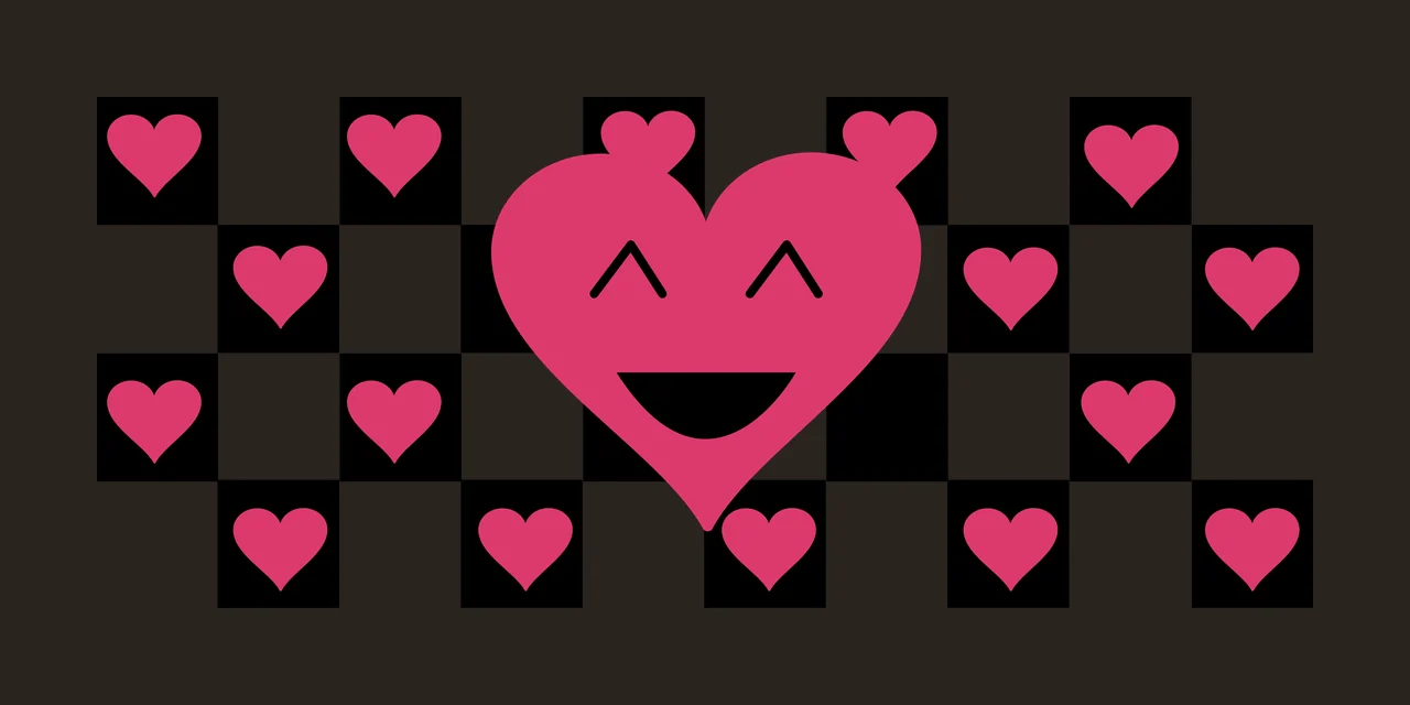 Can Glass Wrap Checkered Pattern With Large Smiling heart square contrast preview thumbnail