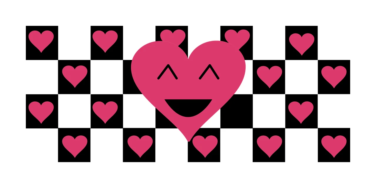Can Glass Wrap Checkered Pattern With Large Smiling heart square