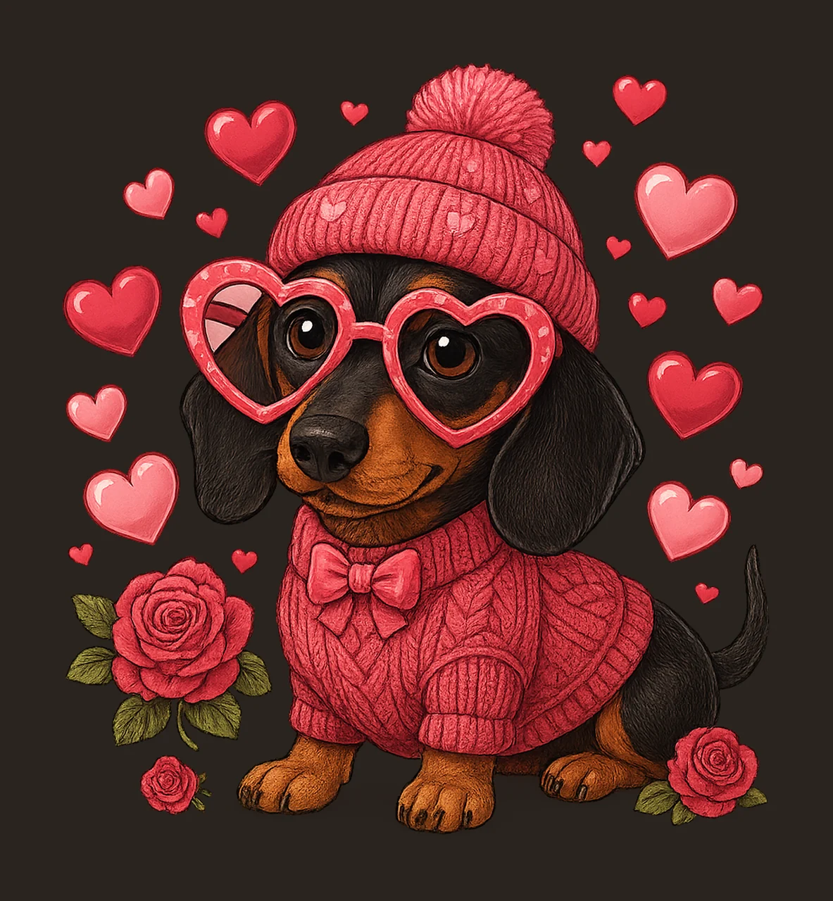 Valentine Dachshund Dog Mom Artwork Cute Puppy Design Heart contrast preview thumbnail