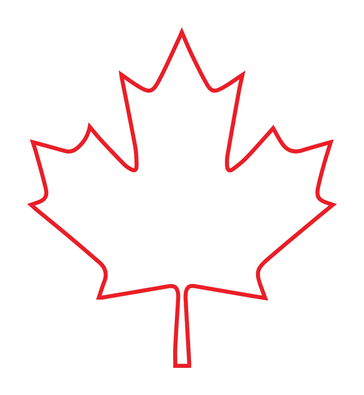 Maple Leaf Outline Black Shape line drawing white botany nature