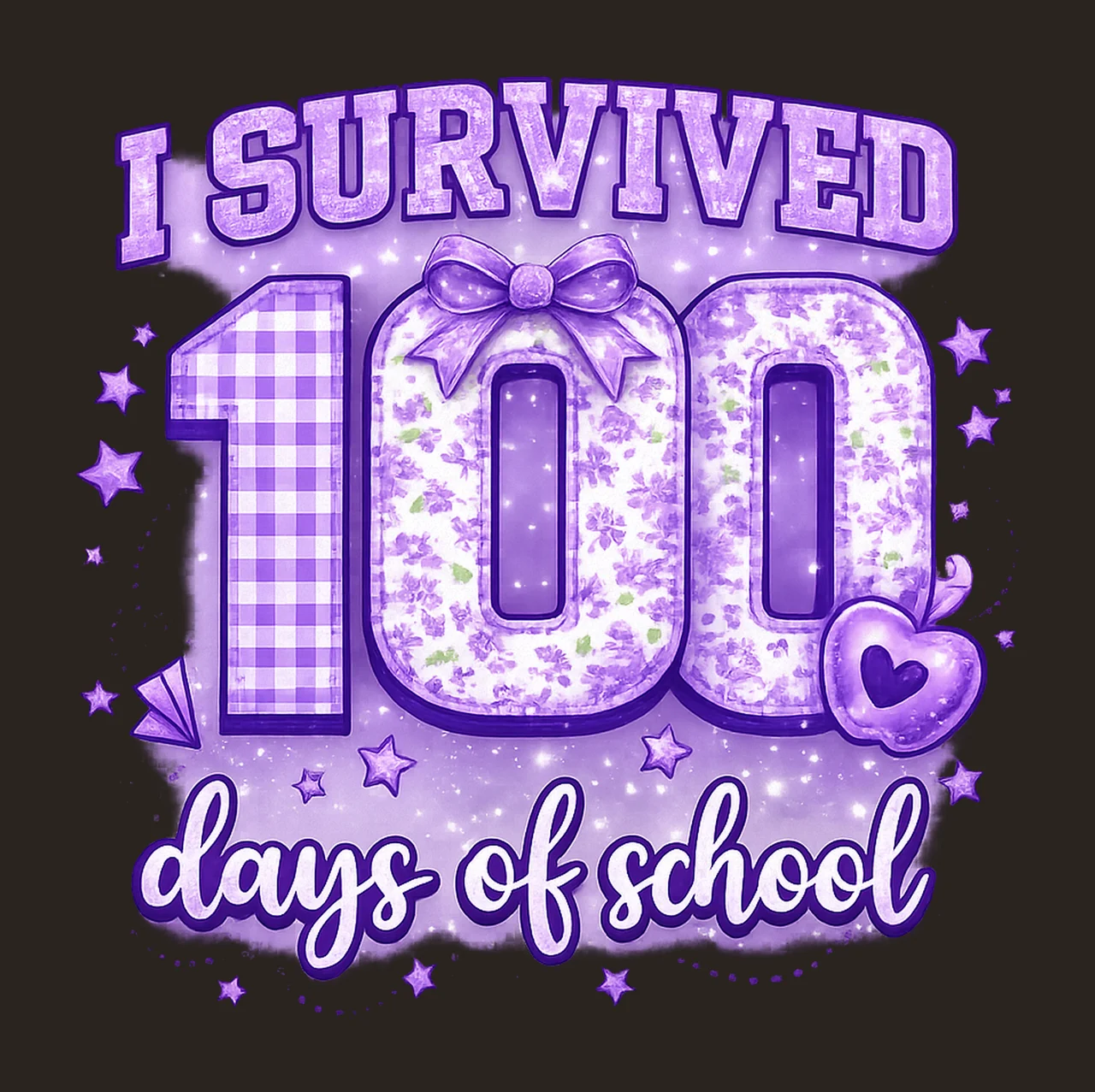 Survived 100 Days Of School Teacher 100 Days Digital Design contrast preview thumbnail