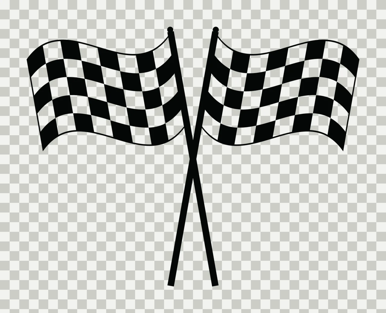 Two Crossed Checkered Flags On A White Background pattern black transparency and detail preview thumbnail
