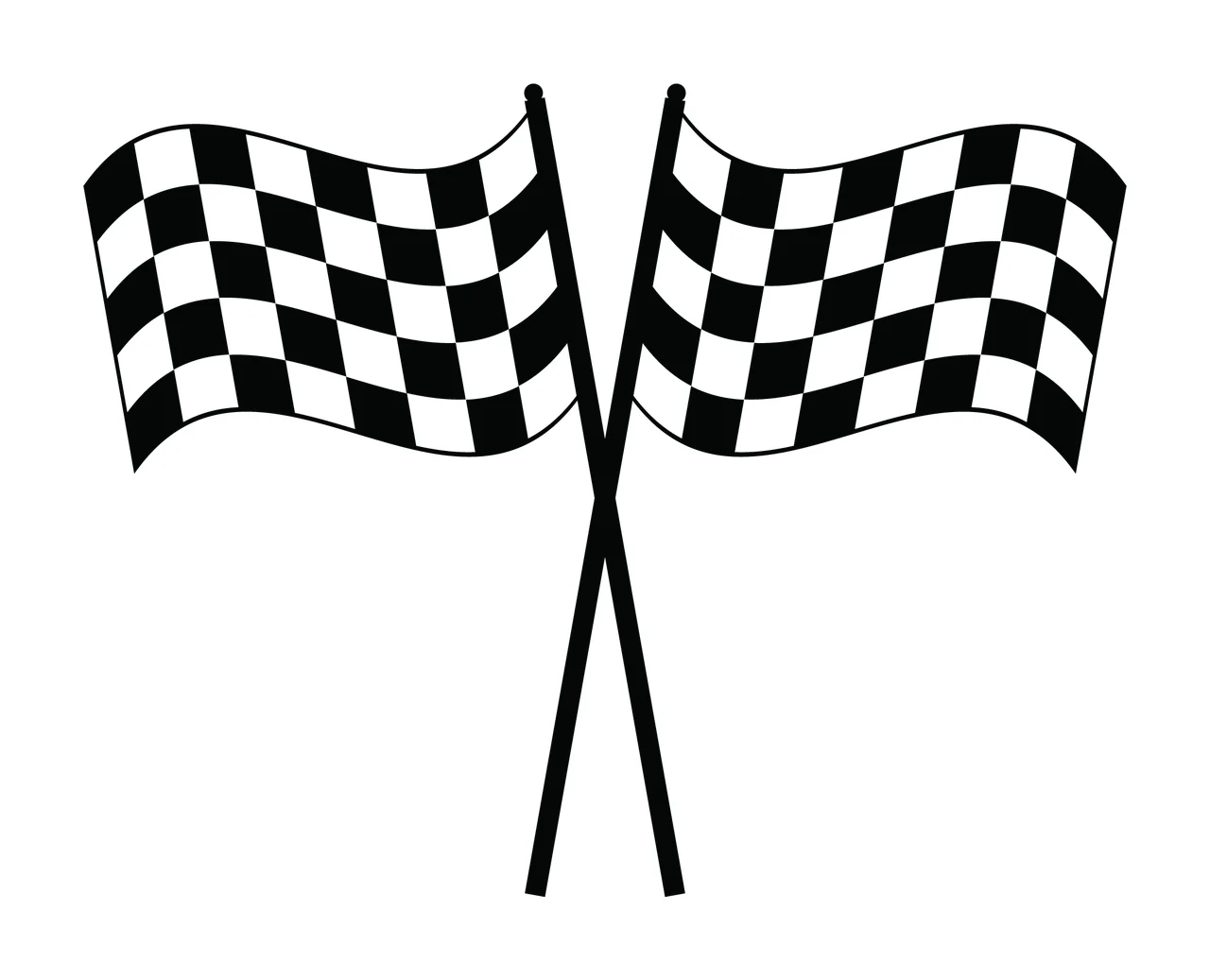Two Crossed Checkered Flags On A White Background pattern black