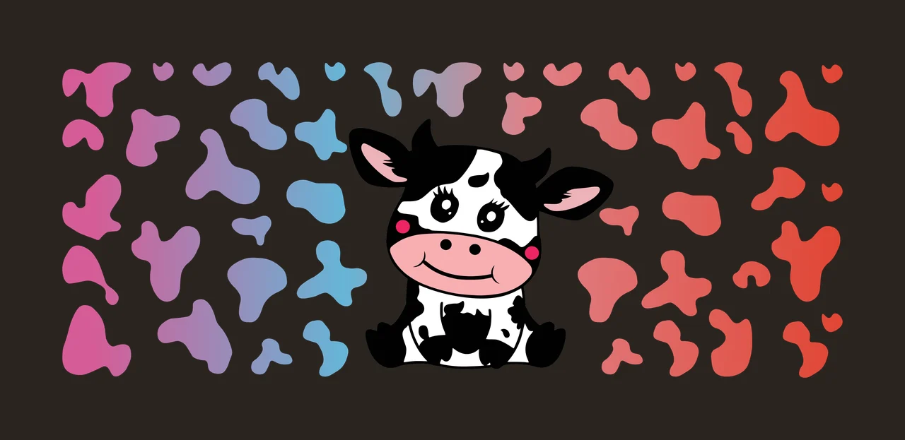 Cow Can Glass Wrap Silhouette With Scattered Black sitting contrast preview thumbnail