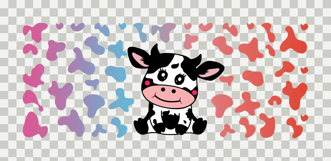 Cow Can Glass Wrap Silhouette With Scattered Black sitting transparency and detail preview thumbnail
