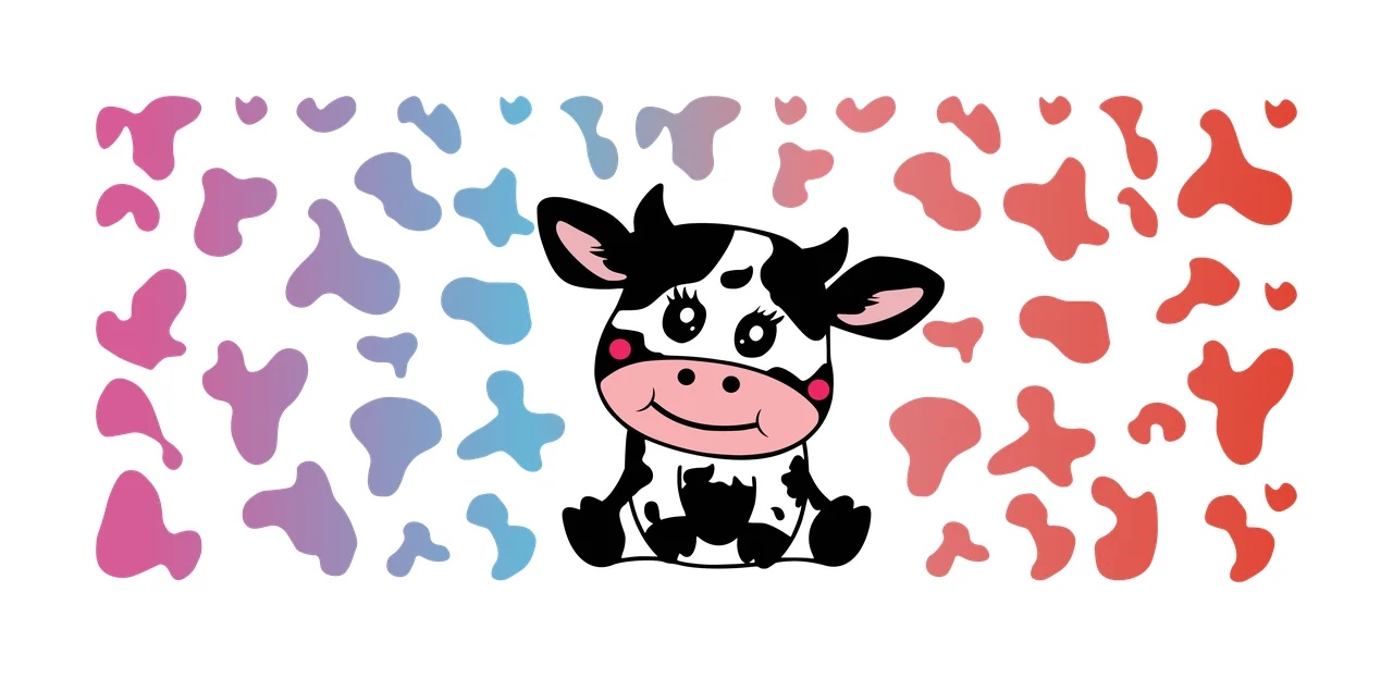 Cow Can Glass Wrap Silhouette With Scattered Black sitting