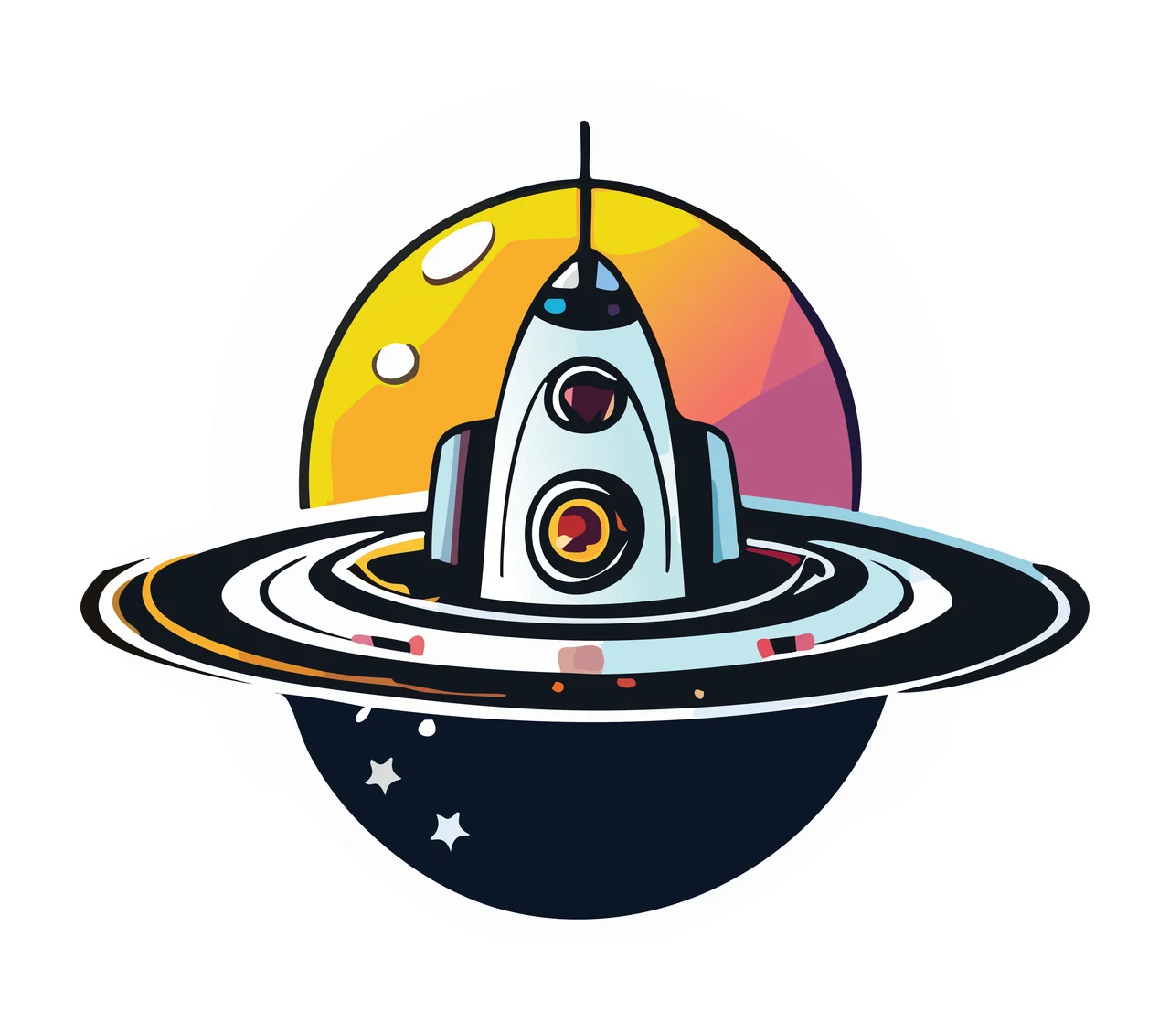 Space Planet With Rings Orbital Icon globe circle silhouette