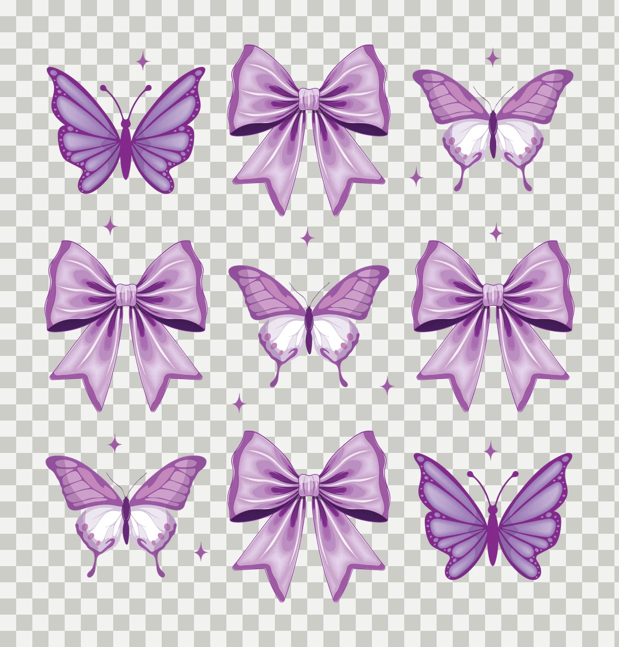 Butterfly And Bow Silhouette Pattern arrangement star black transparency and detail preview thumbnail